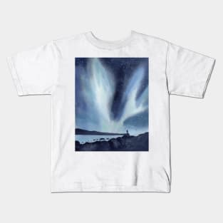 Northern Lights Nature Landscape Painting Kids T-Shirt